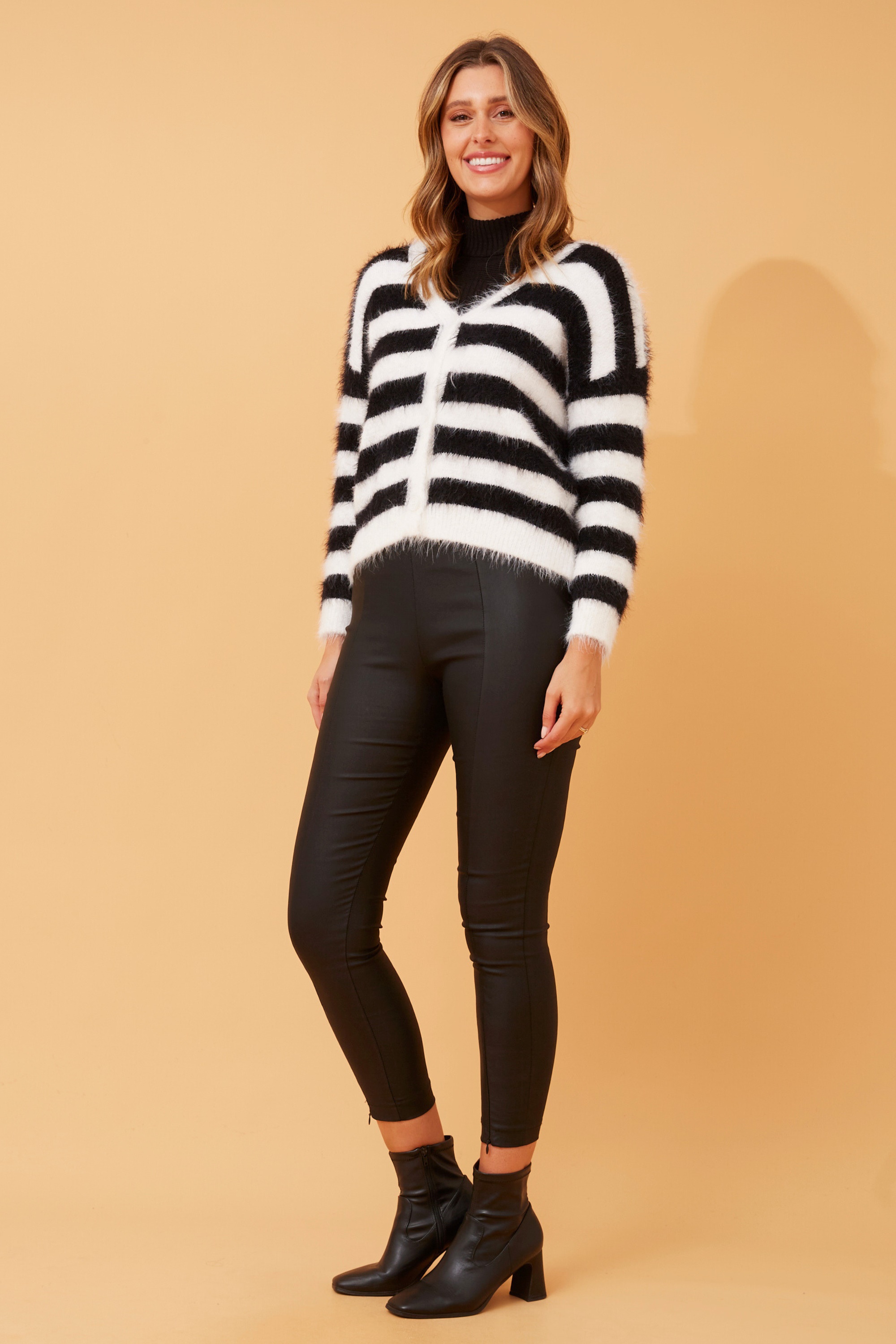 KERRYN STRIPED KNIT CARDIGAN