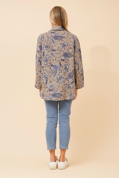 KIANI PAISLEY PRINT LINEN TOP