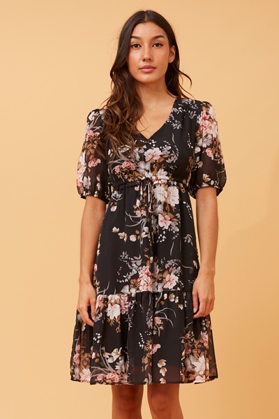 KIKI FLORAL TIERED SHORT DRESS