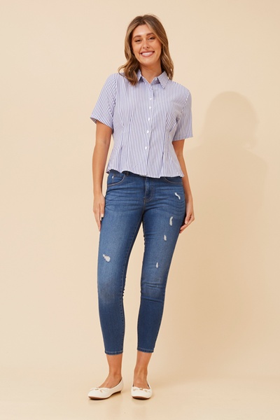 KIMIKO STRIPE PINTUCK SHIRT