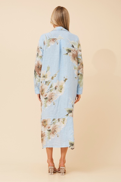 KIMMY FLORAL LINEN SHIRT DRESS