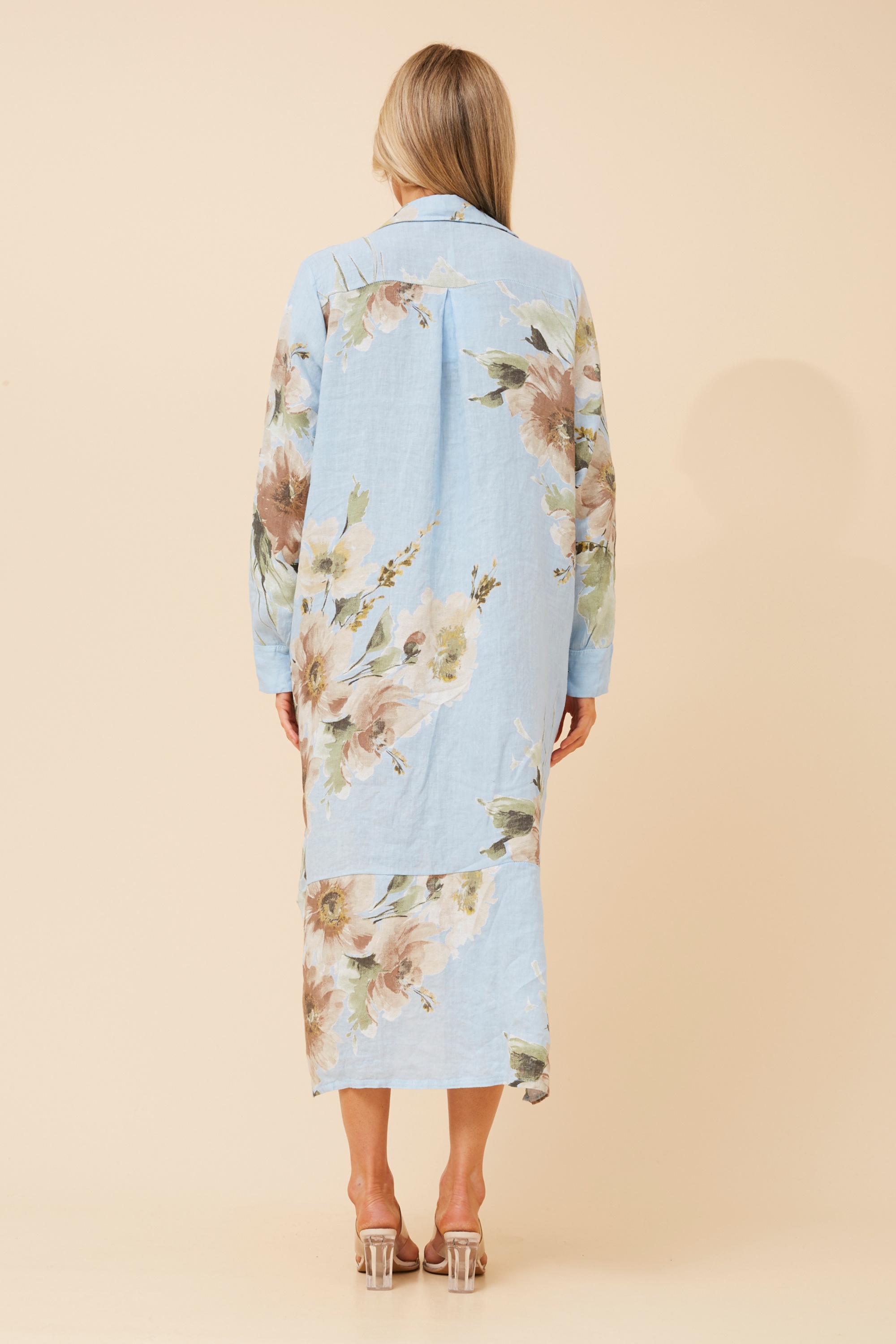 KIMMY FLORAL LINEN SHIRT DRESS
