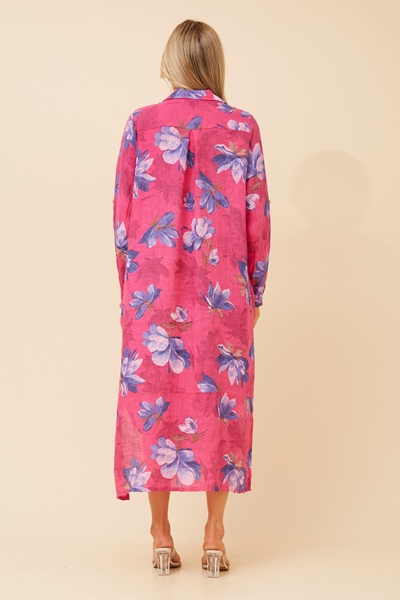KIMMY FLORAL LINEN SHIRT DRESS