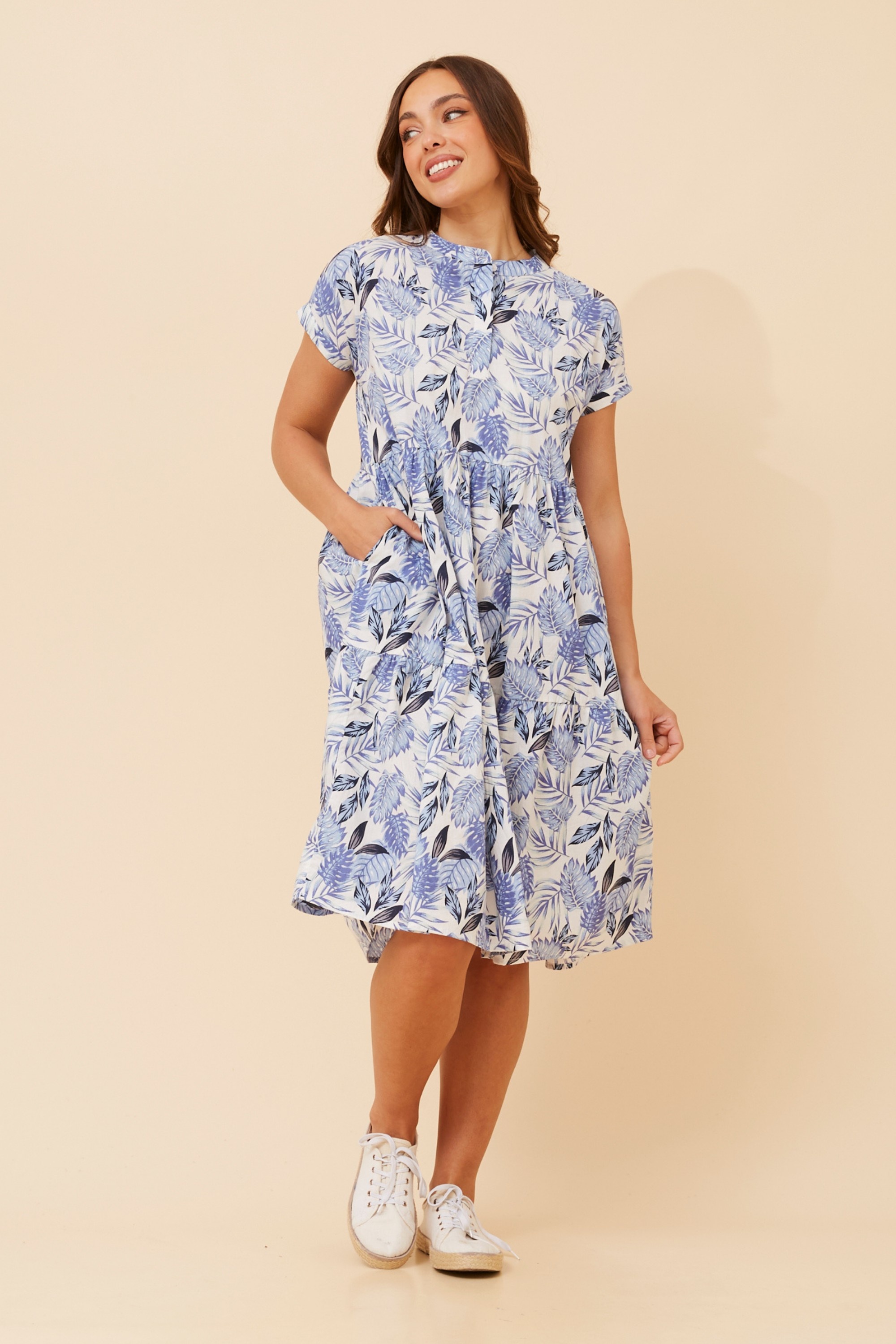 KIYANA LEAF PRINT DRESS