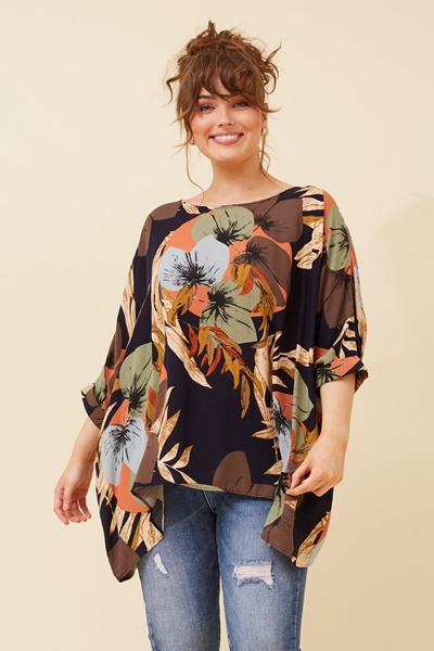 KLORA TROPICAL PRINT TOP