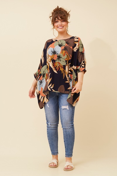 KLORA TROPICAL PRINT TOP