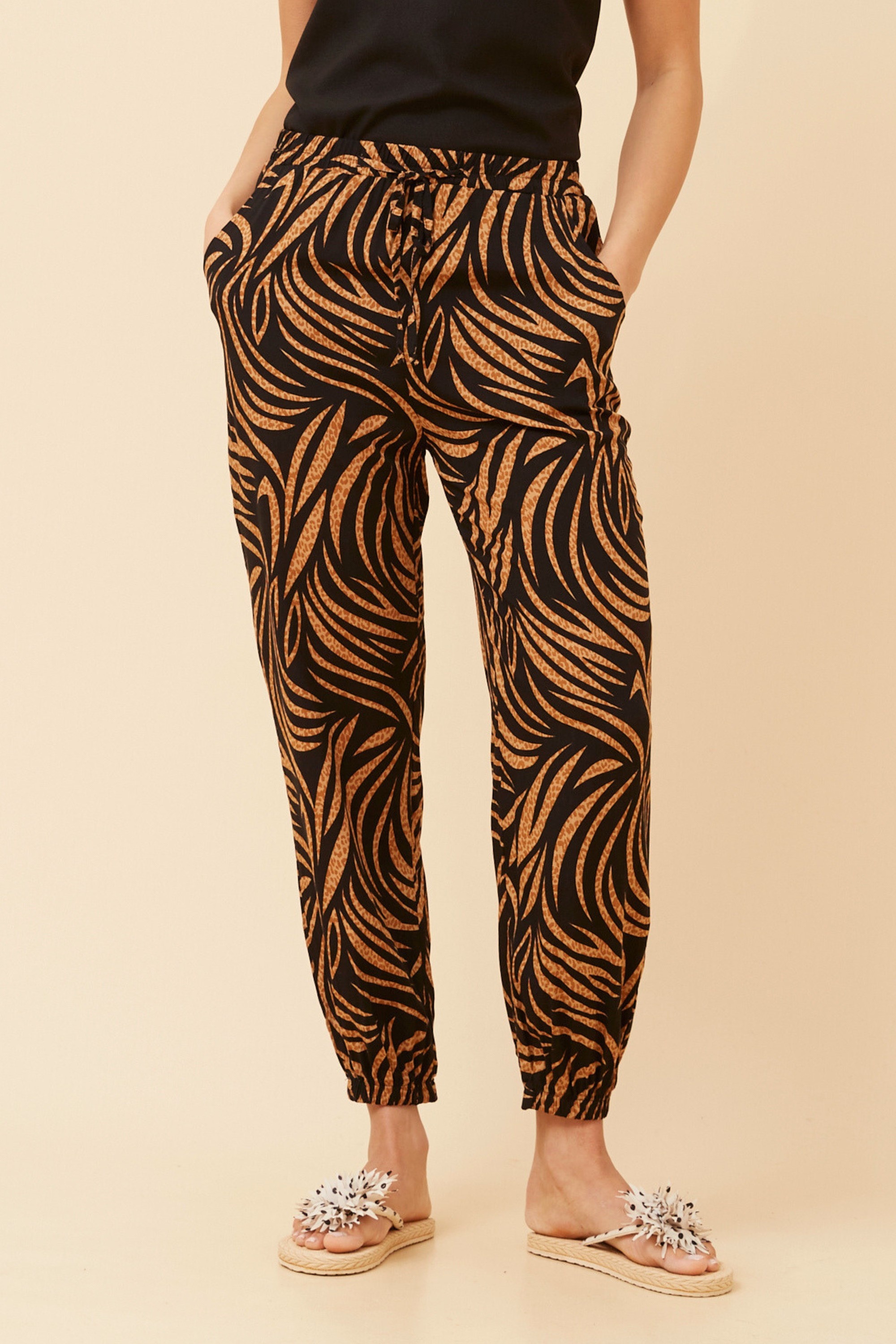 KNOXLEE ANIMAL PRINT JOGGER PANTS