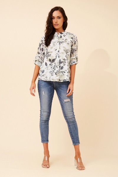 KRISTEL LEAF PRINT TOP