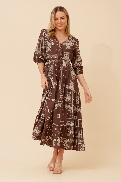 KYLENE BANDANA PRINT MAXI DRESS