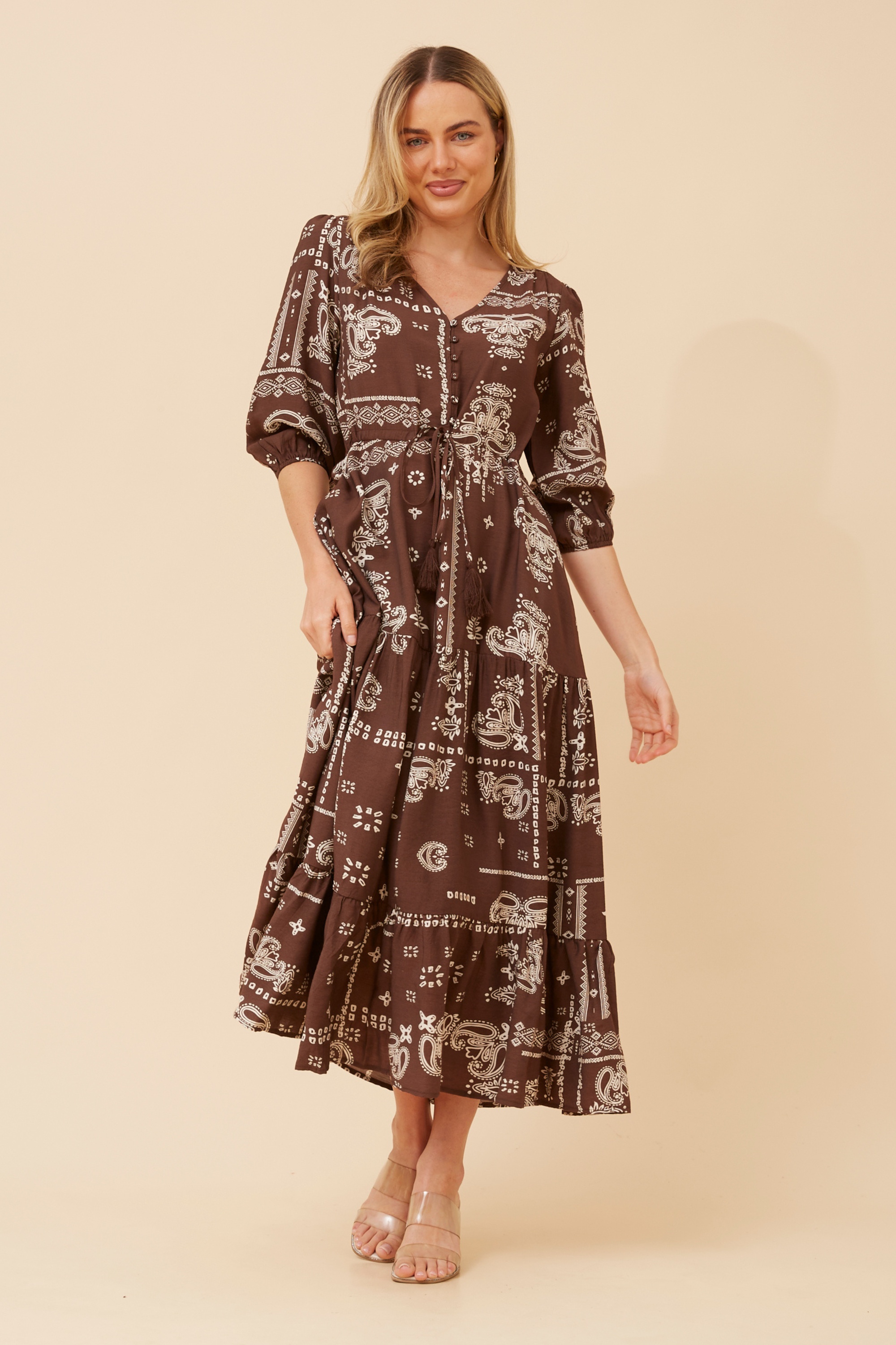 KYLENE BANDANA PRINT MAXI DRESS