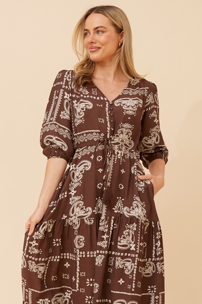 KYLENE BANDANA PRINT MAXI DRESS