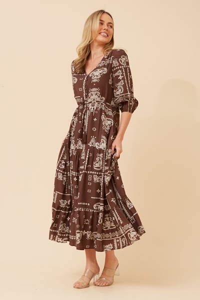 KYLENE BANDANA PRINT MAXI DRESS