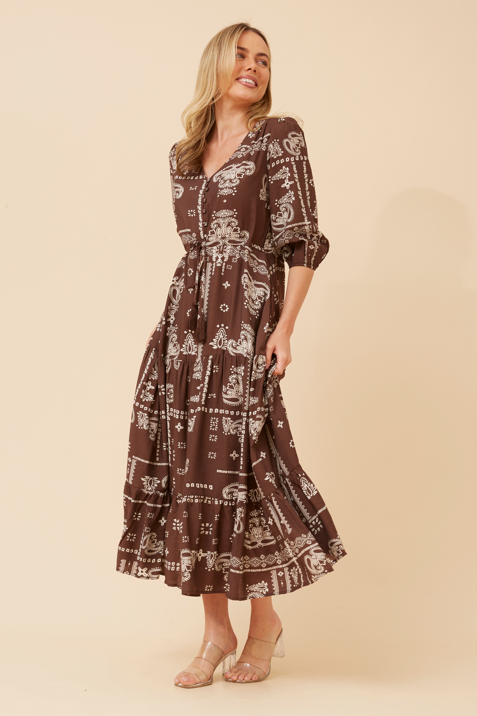 KYLENE BANDANA PRINT MAXI DRESS