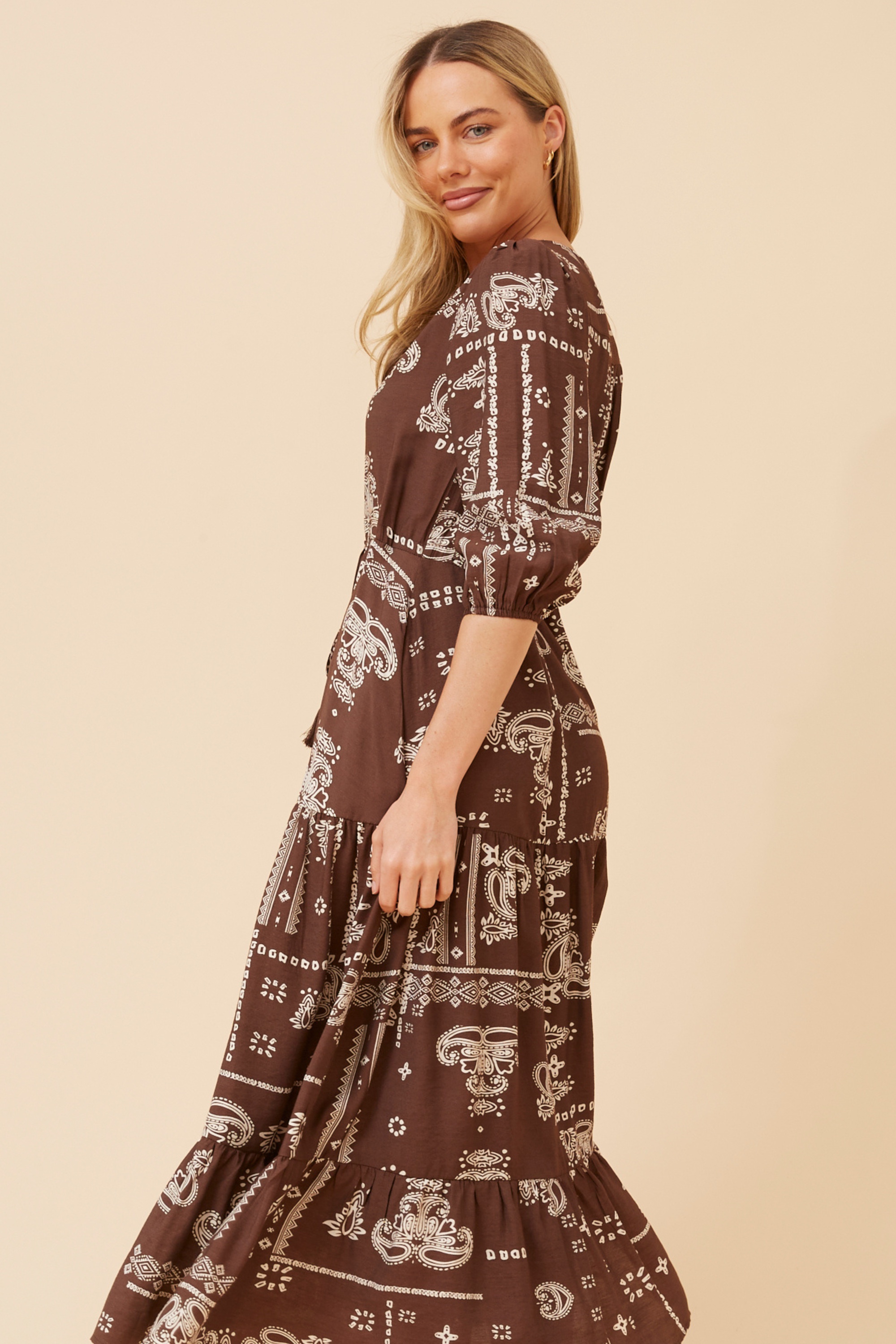 KYLENE BANDANA PRINT MAXI DRESS