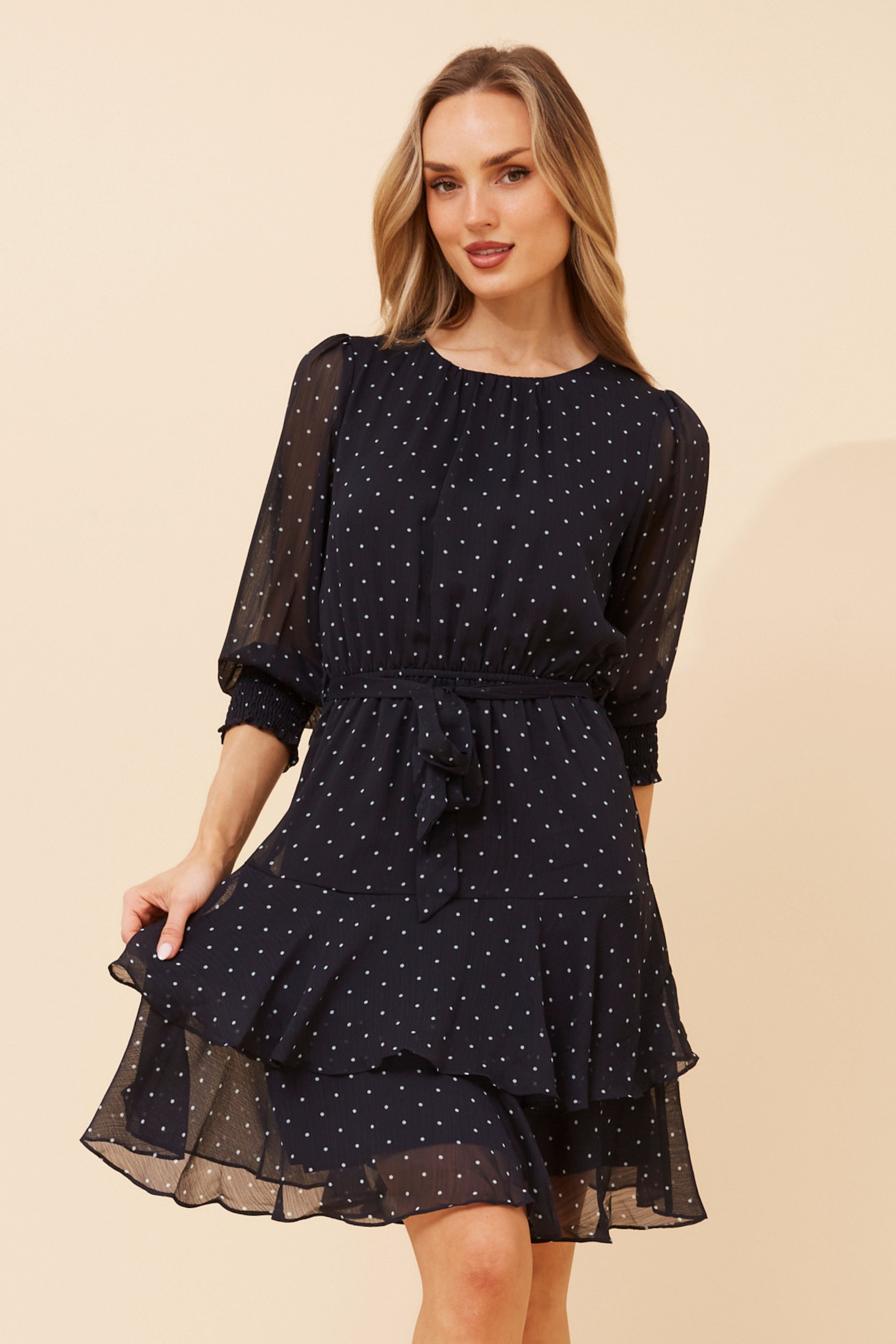 KYOMI POLKA DOT PRINT DRESS