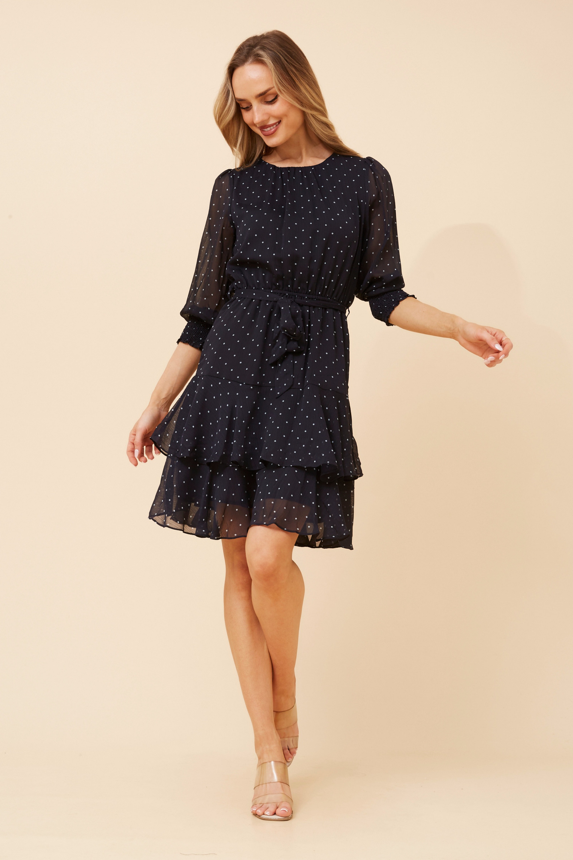 KYOMI POLKA DOT PRINT DRESS