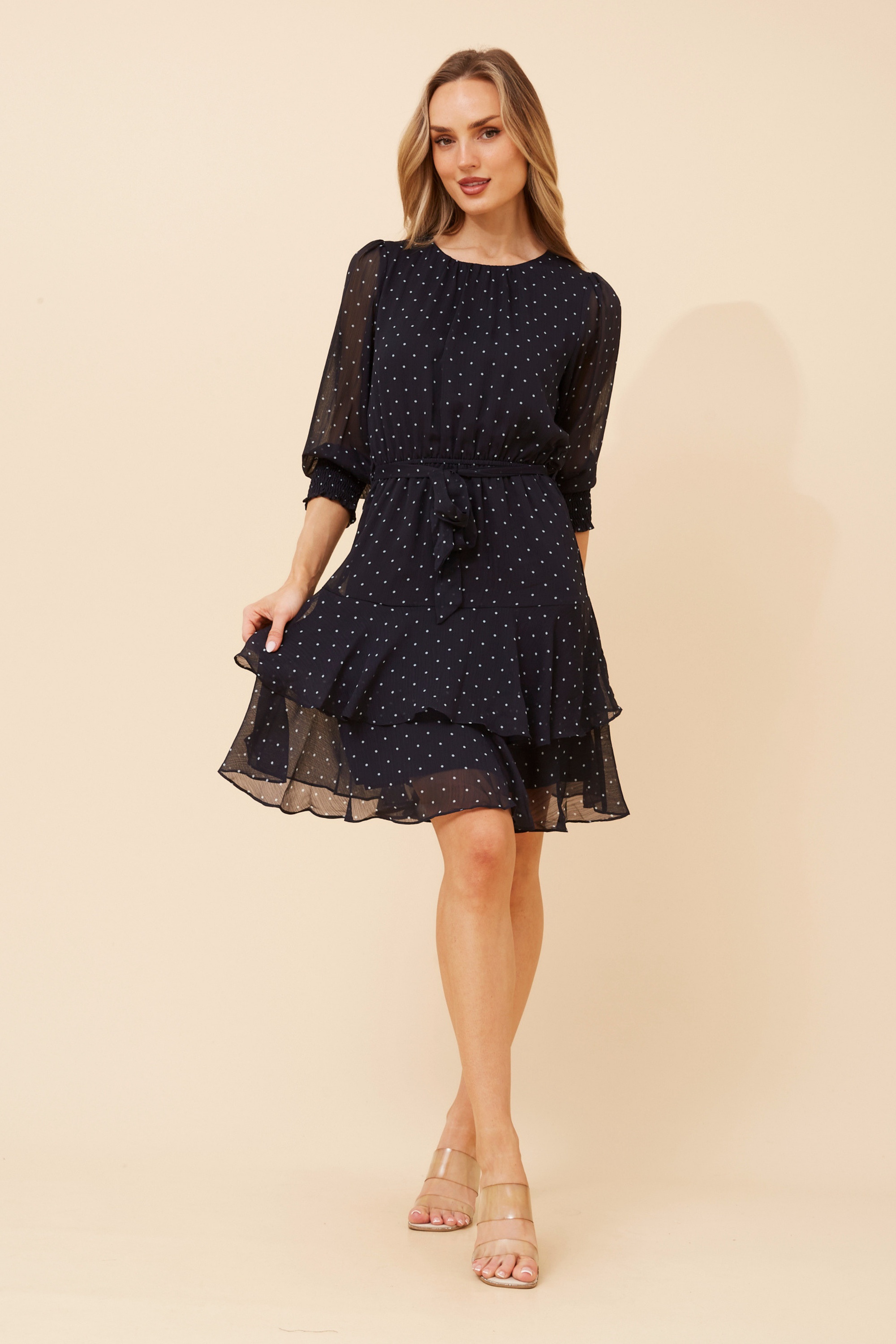 KYOMI POLKA DOT PRINT DRESS