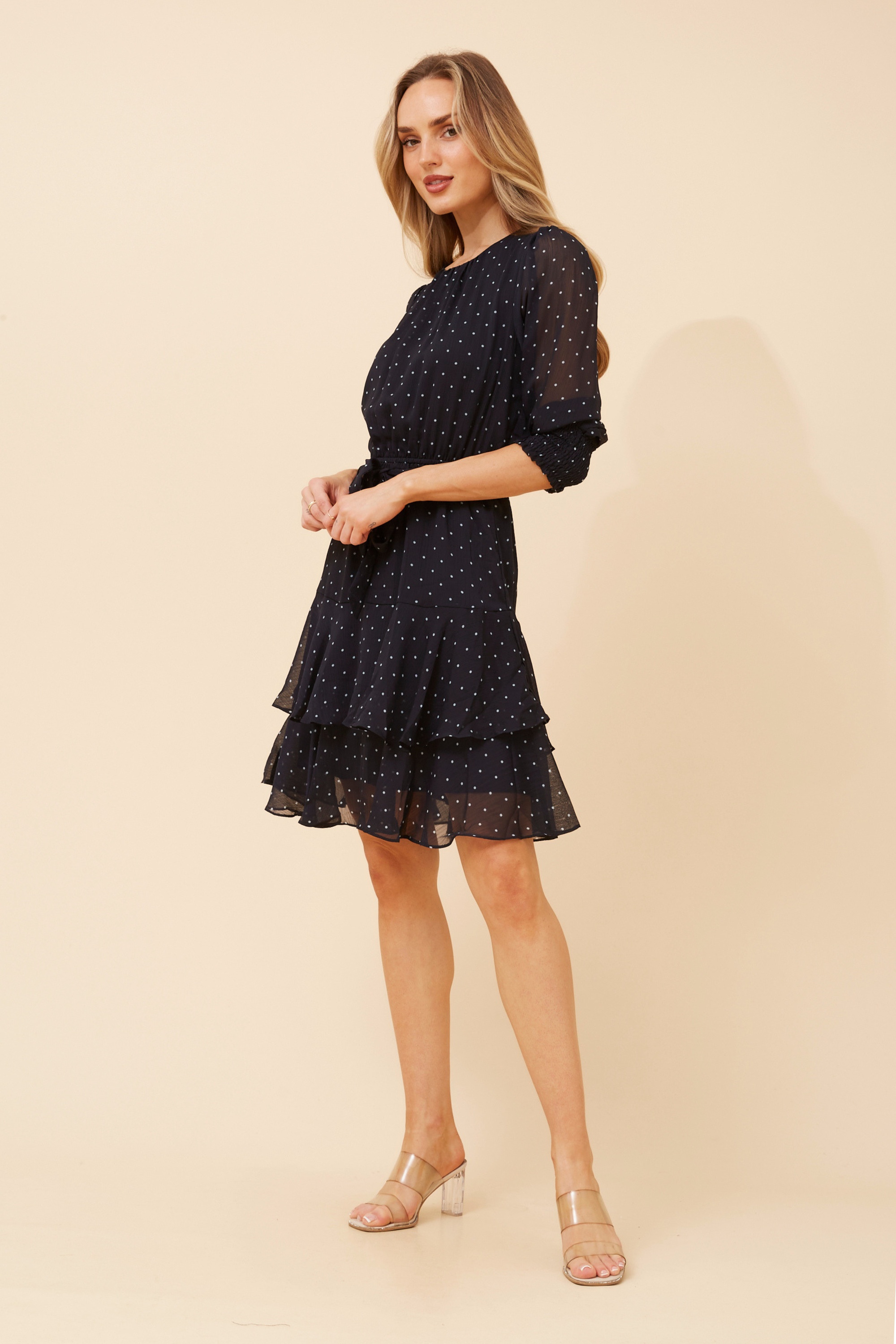 KYOMI POLKA DOT PRINT DRESS