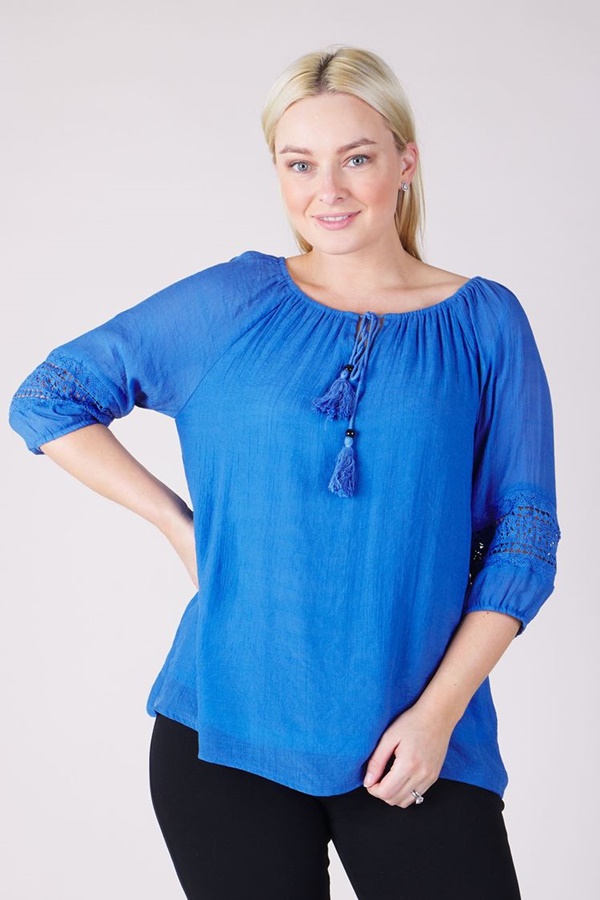 LACE DETAIL PEASANT TOP LACE DETAIL PEASANT TOP