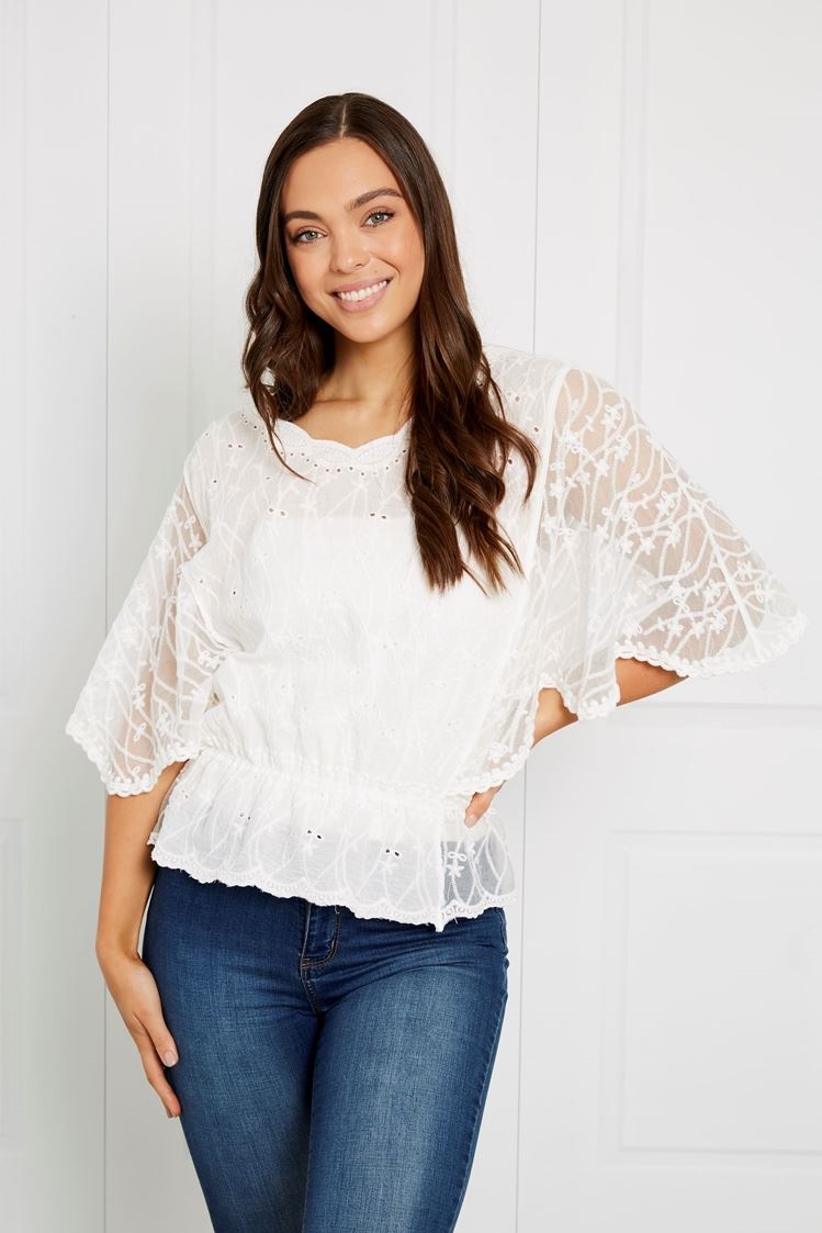 LACE EMBROIDERY TOP