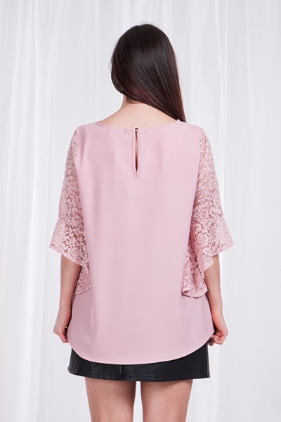 Lace flute sleeve blouse
