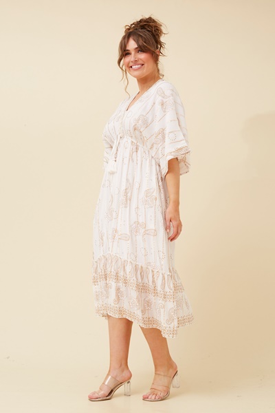 LAINEY PAISLEY BOHO MIDI DRESS