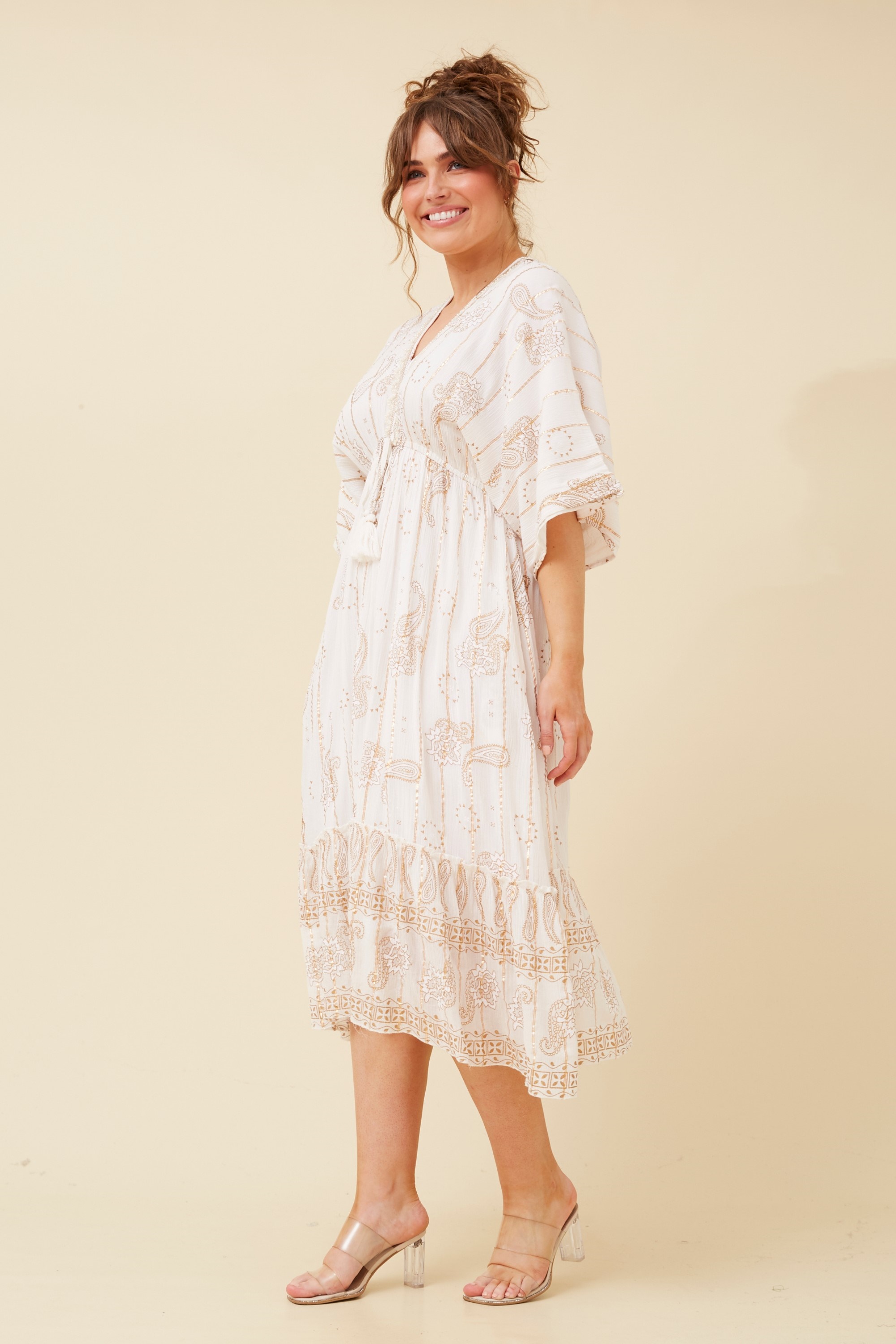 LAINEY PAISLEY BOHO MIDI DRESS