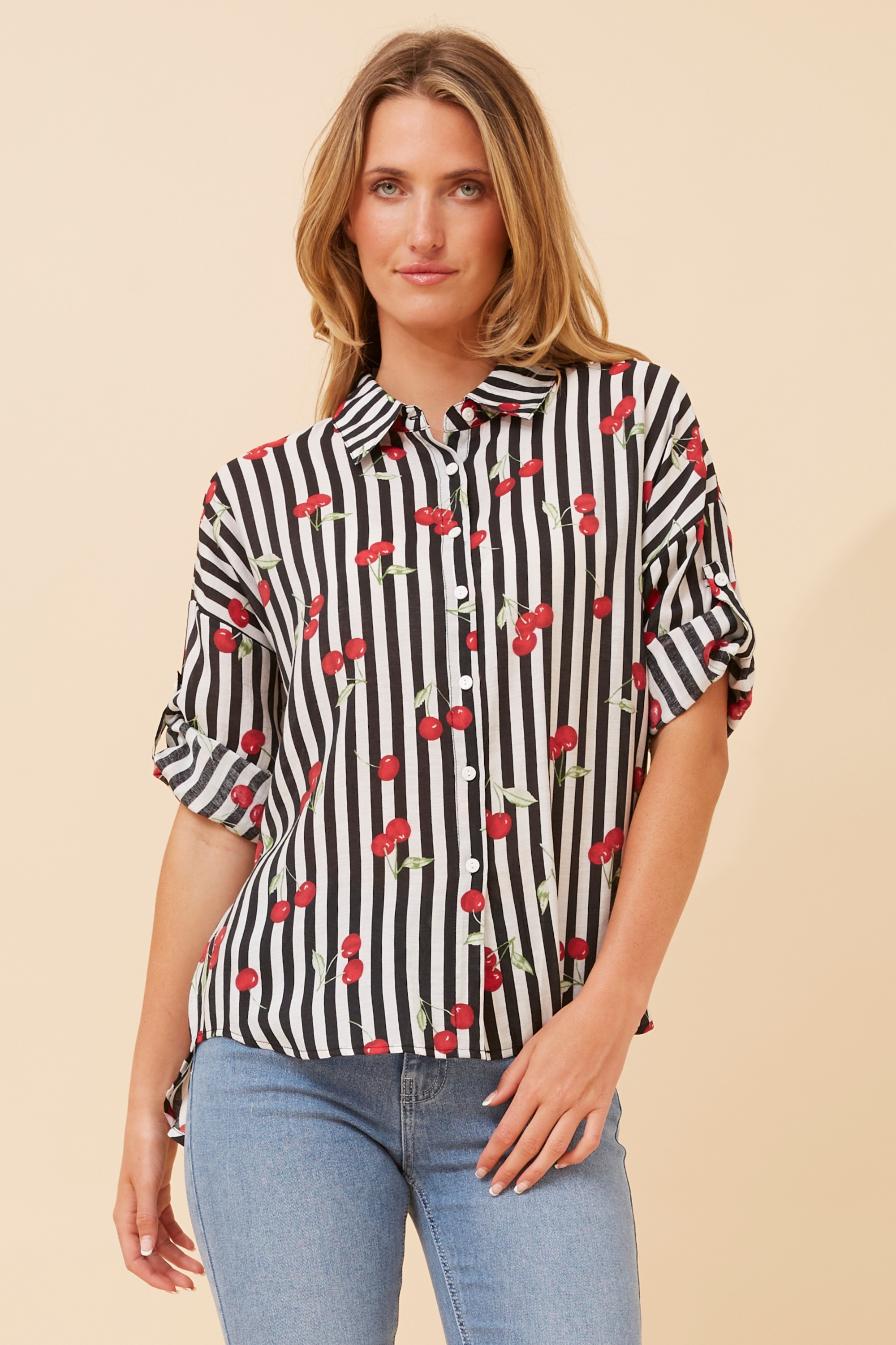 LAKEISHA CHERRY PRINT TOP