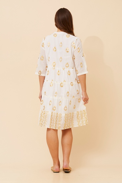 LAKSHMI FOIL PRINT TIERED DRESS