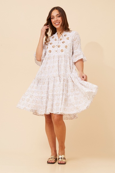 LALITA BEADWORK TIERED DRESS