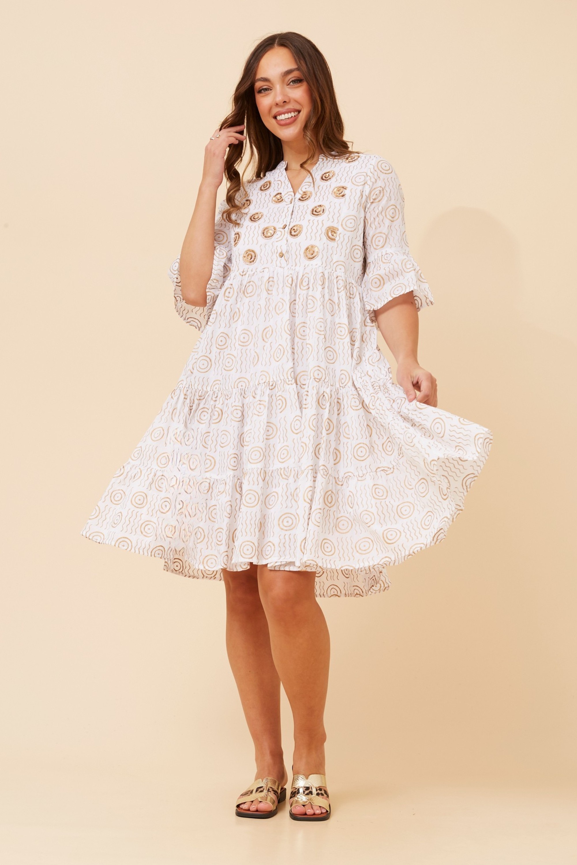 LALITA BEADWORK TIERED DRESS