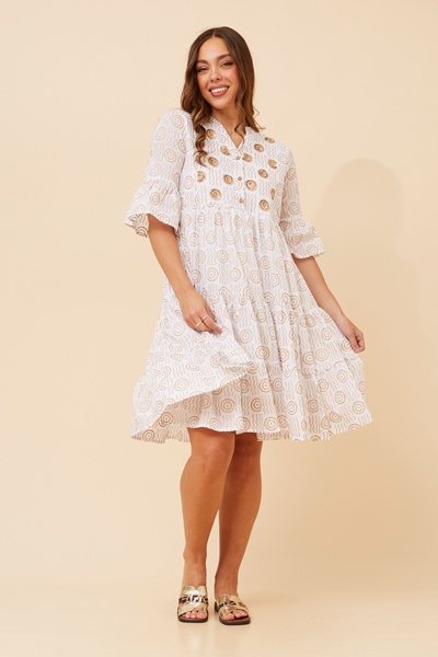 LALITA BEADWORK TIERED DRESS