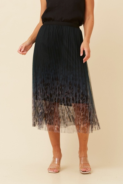 LANDON ANIMAL PRINT PLEATED SKIRT
