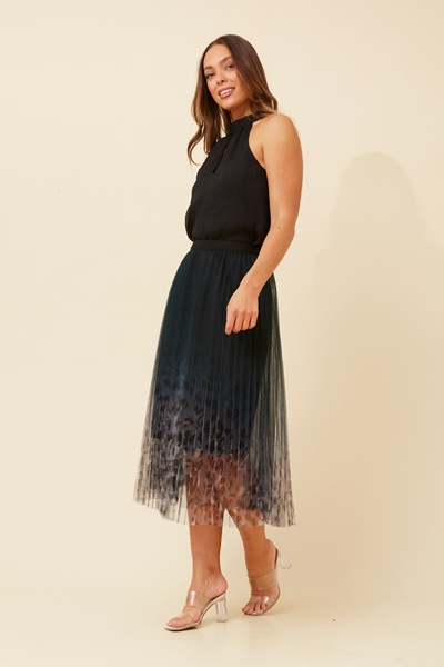 LANDON ANIMAL PRINT PLEATED SKIRT
