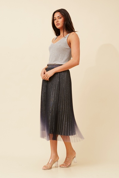 LANDON GLITTER PLEATED SKIRT