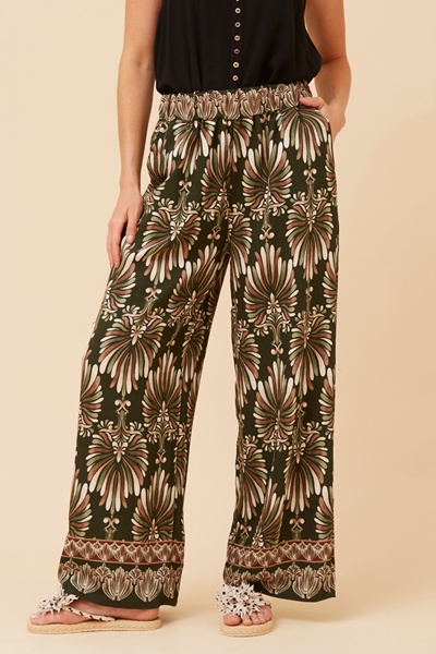 LAVERNE ABSTRACT PRINT WIDE LEG PANTS