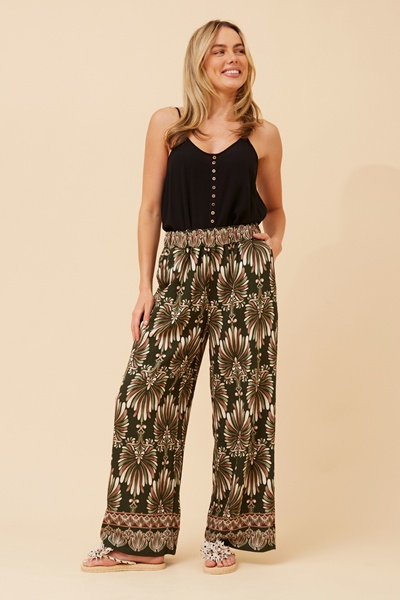 LAVERNE ABSTRACT PRINT WIDE LEG PANTS