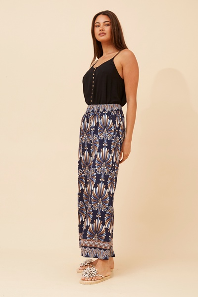 LAVERNE ABSTRACT PRINT WIDE LEG PANTS