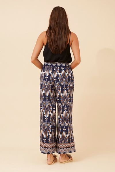 LAVERNE ABSTRACT PRINT WIDE LEG PANTS