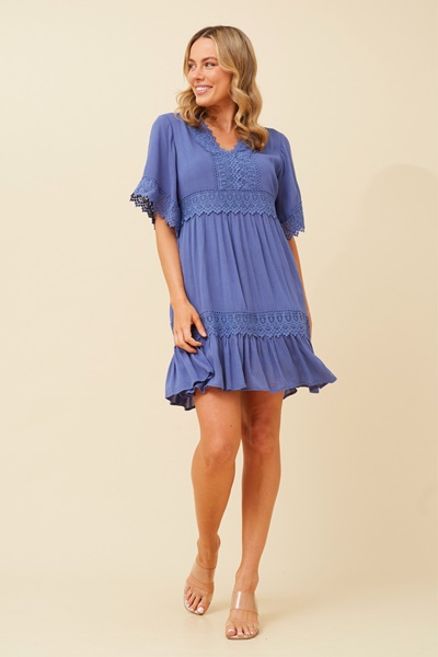 LAYLA LACE TRIM SHORT DRESS