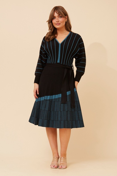 LAYLIN STRIPE PRINT KNIT DRESS