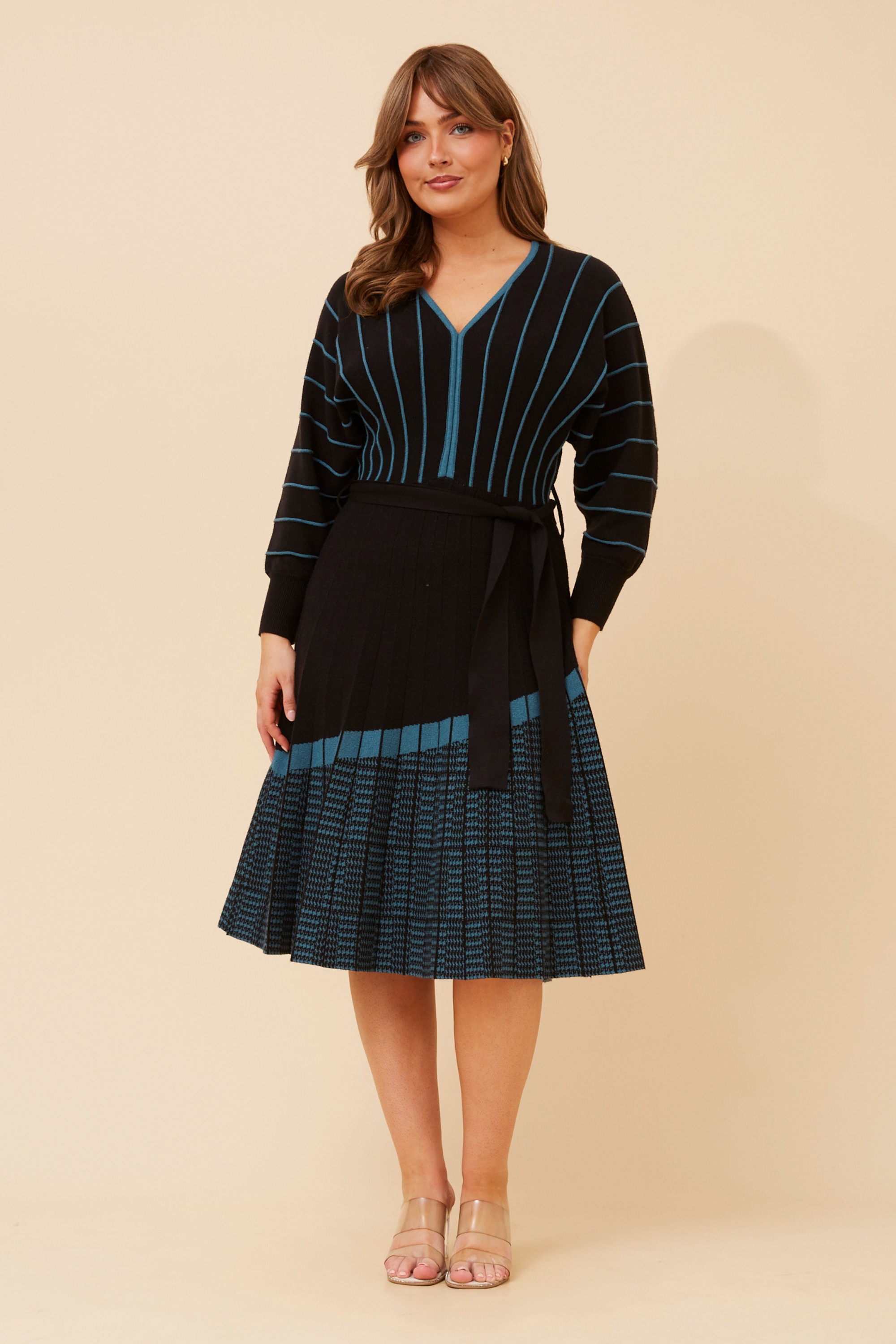 LAYLIN STRIPE PRINT KNIT DRESS