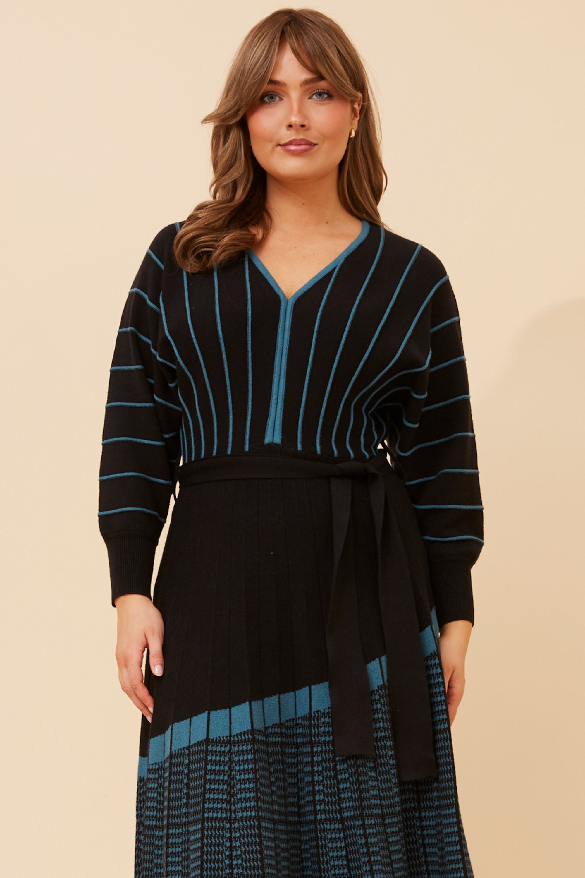 LAYLIN STRIPE PRINT KNIT DRESS