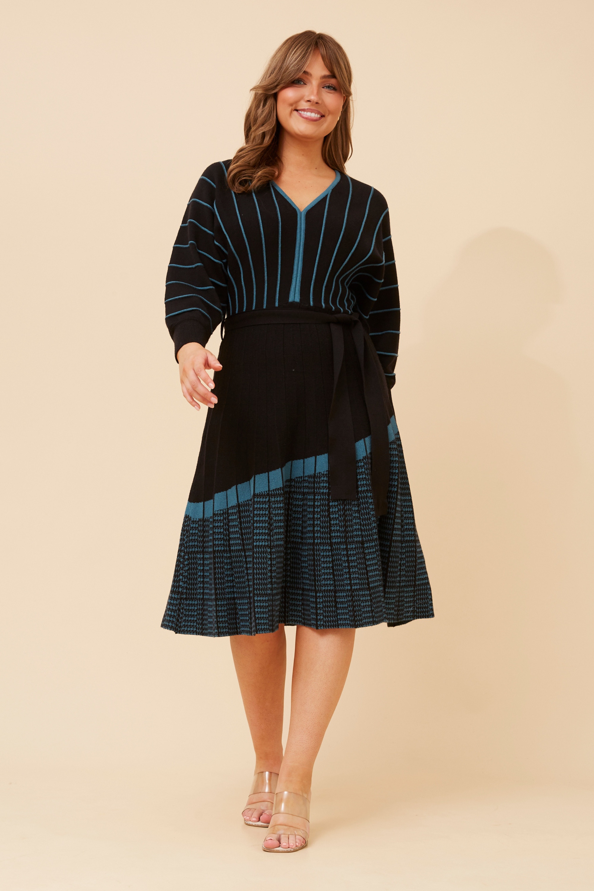 LAYLIN STRIPE PRINT KNIT DRESS