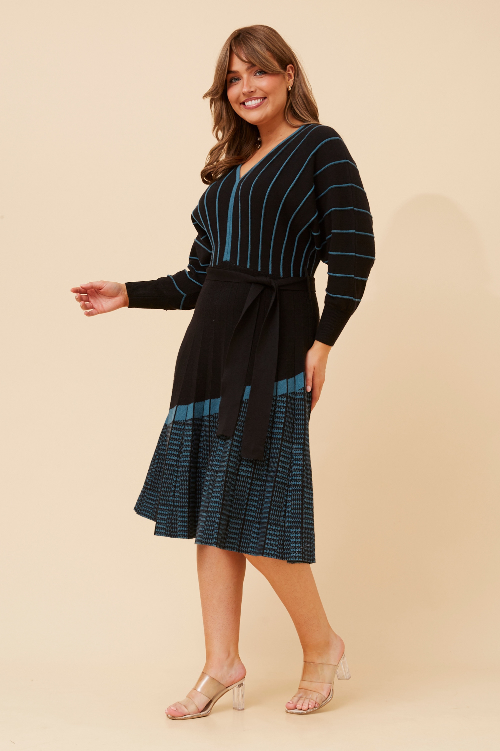 LAYLIN STRIPE PRINT KNIT DRESS