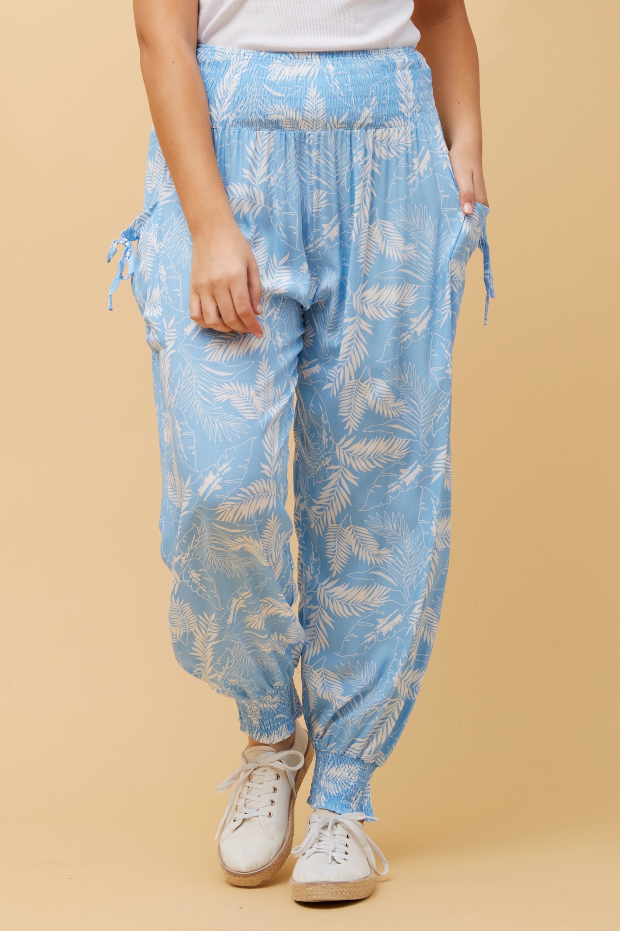 LEAF PRINT BOHO HAREM PANTS