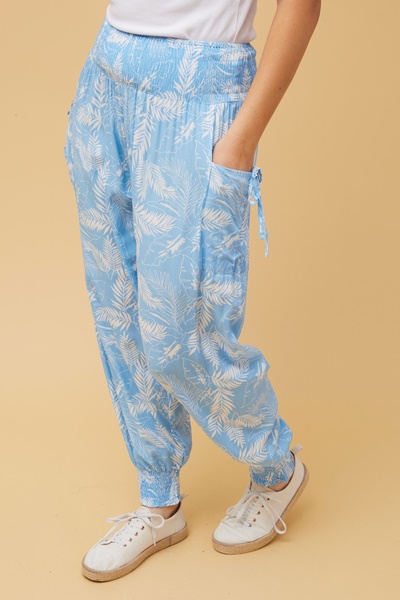 LEAF PRINT BOHO HAREM PANTS