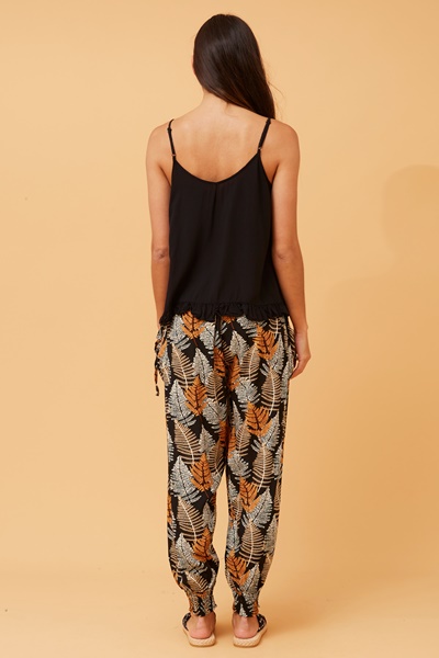 LEAF PRINT BOHO HAREM PANTS