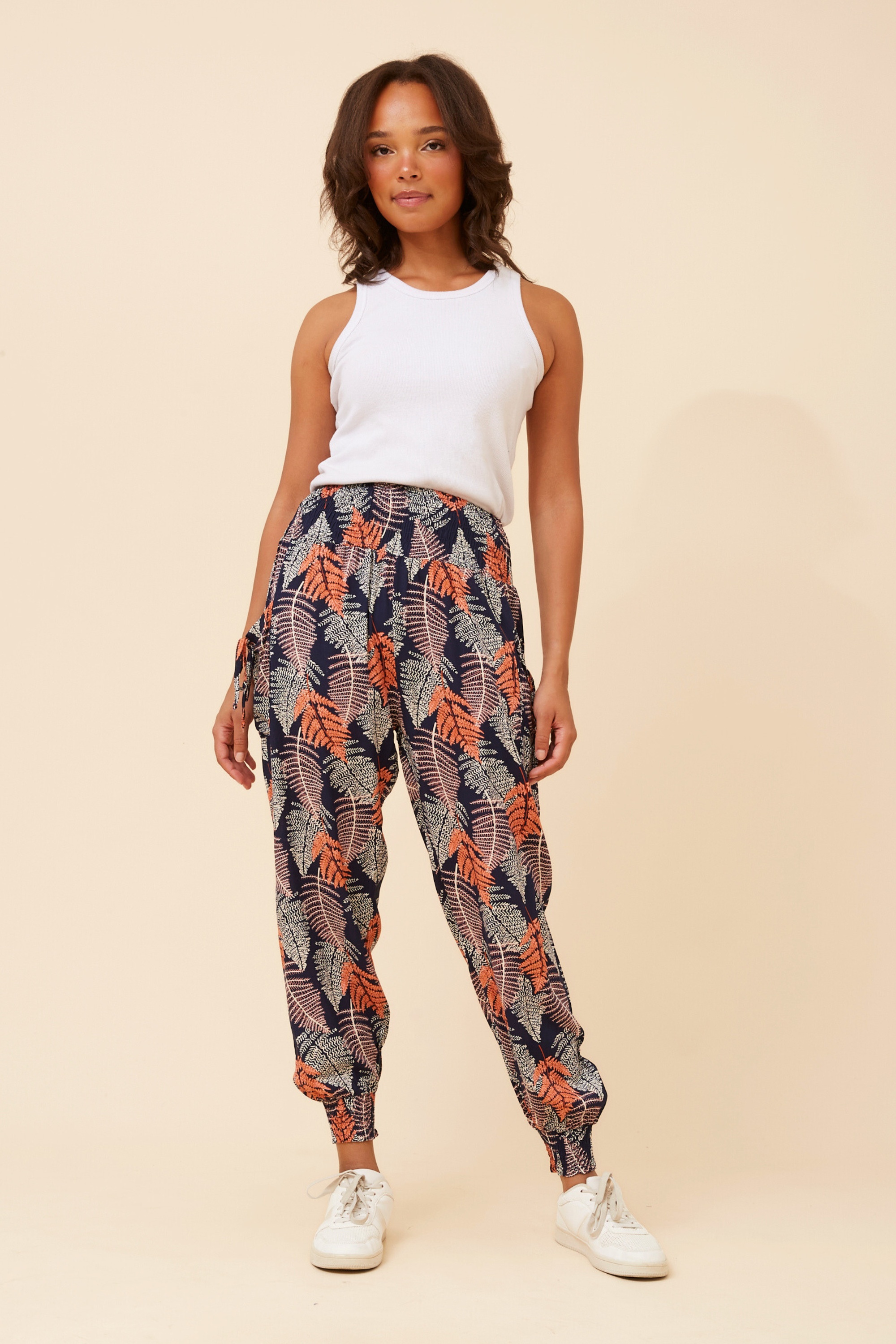 LEAF PRINT BOHO HAREM PANTS