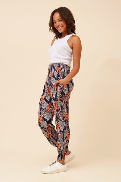 LEAF PRINT BOHO HAREM PANTS